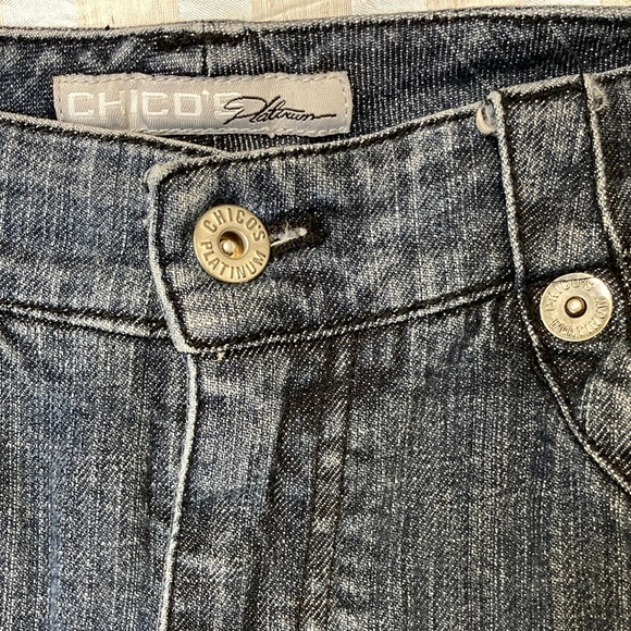 Chico’s blue denim pedal pushers/capri jeans, Chico’s size 3/Large - Picture 3 of 14